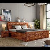 Trueliving Luxurious Queen Size designer Dark bed Laminated Finish & PU Finish 6Ft *6Ft *1Ft